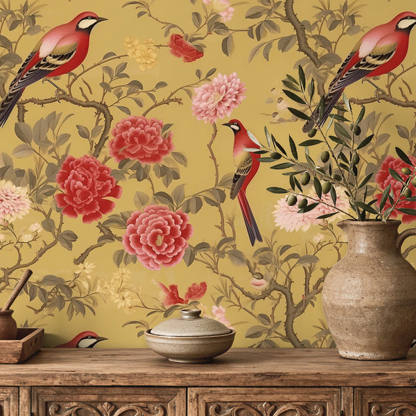 VEELIKE Luxury Yellow Bird Wallpaper