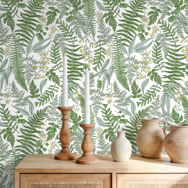 VEELIKE Vintage Botanical Fern Peel and Stick Wallpaper