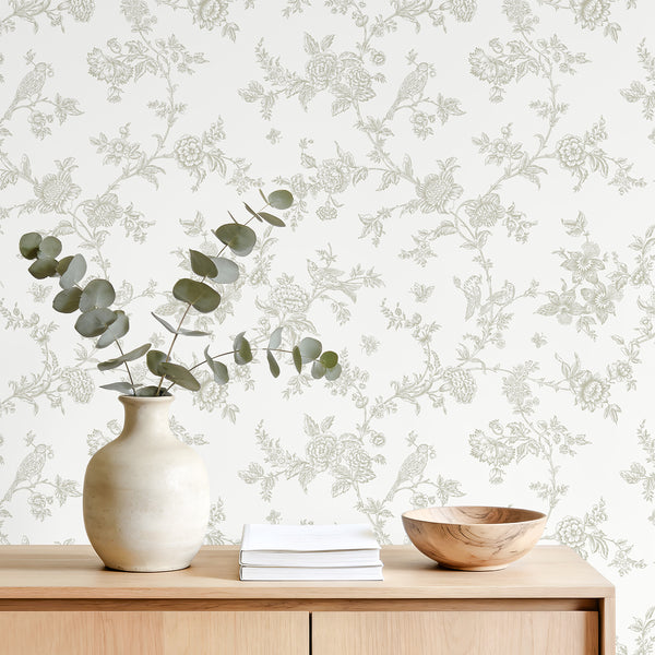 VEELIKE Cottagecore Floral Trail Peel and Stick Wallpaper