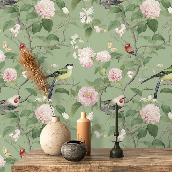 VEELIKE Elegant Peonies Floral Peel and Stick Wallpaper
