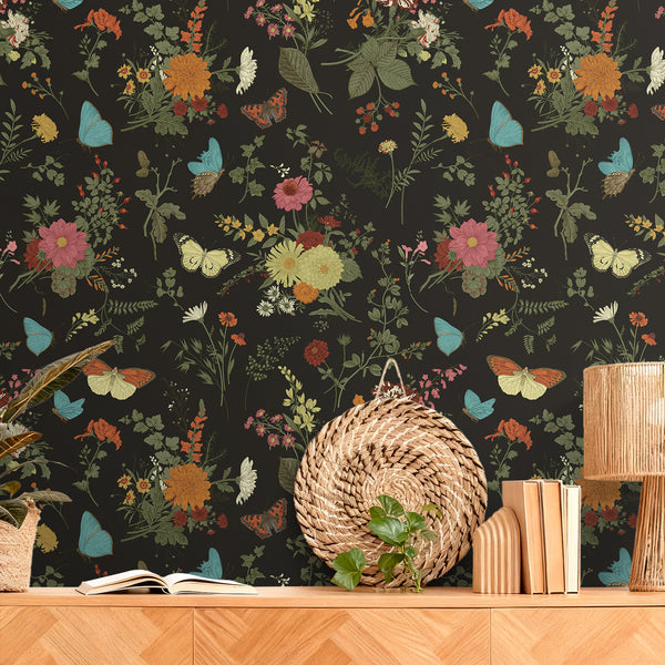 VEELIKE Dark Marigolds Floral Peel and Stick Wallpaper