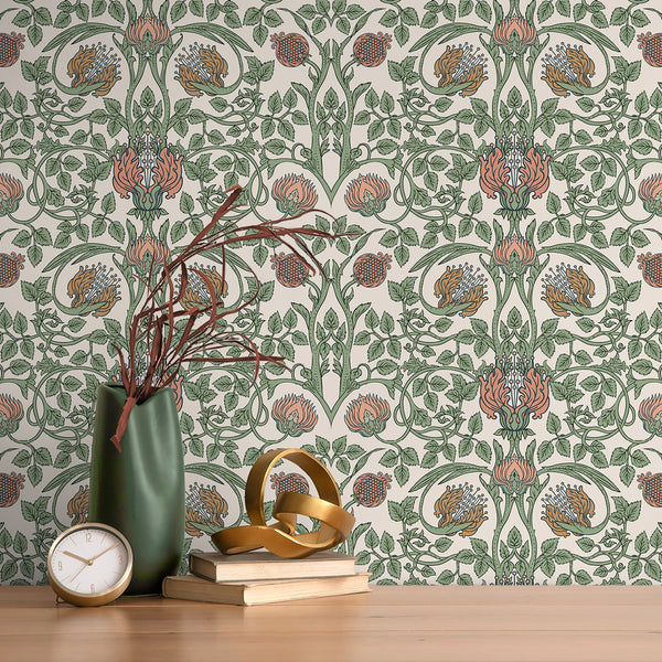 VEELIKE Retro Floral Peel and Stick Wallpaper