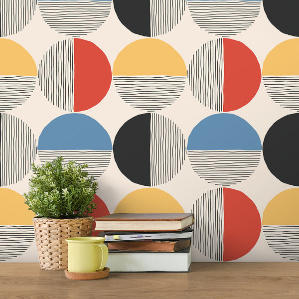 VEELIKE Boho Mid Century Geometric Wallpaper
