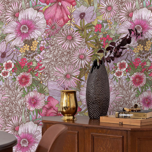 VEELIKE Lush Floral Peel and Stick Wallpaper