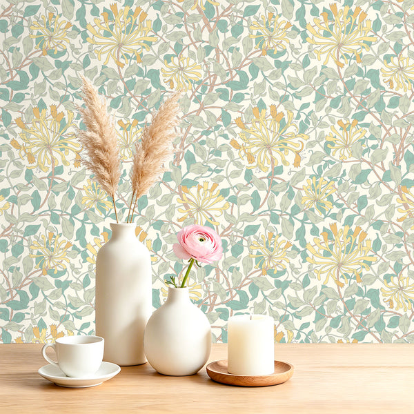 VEELIKE Cottage Honeysuckle Peel and Stick Wallpaper