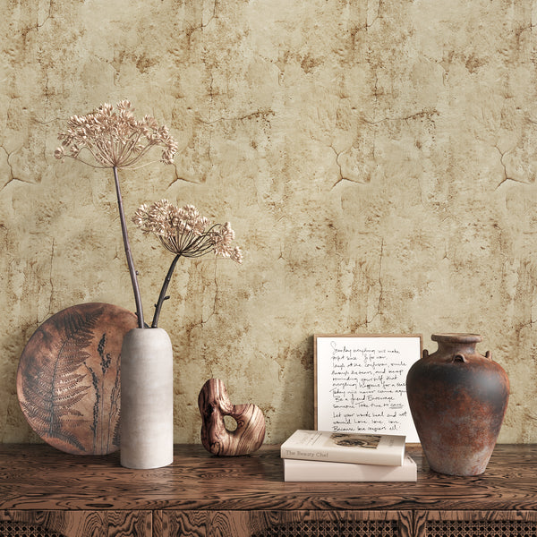 VEELIKE Aged Tan Concrete Wallpaper