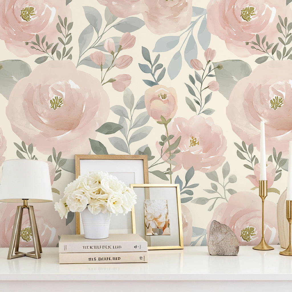 VEELIKE Soft Pastel Pink Peony Wallpaper – Veelike