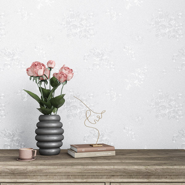 VEELIKE Textured White Wallpaper