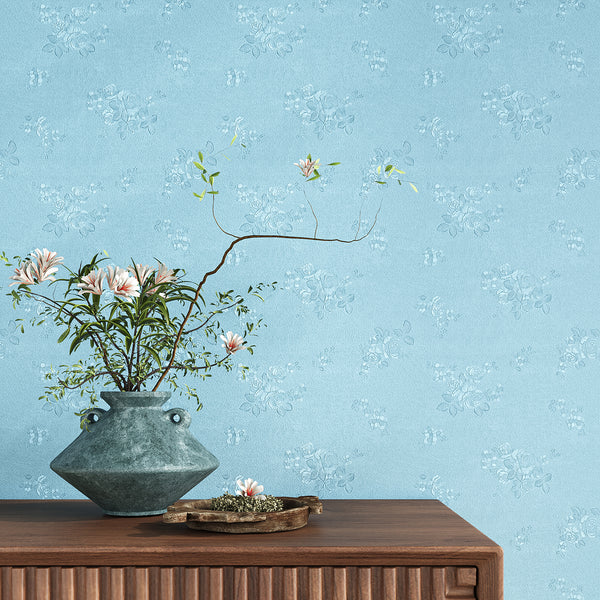 VEELIKE Textured Baby Blue Wallpaper
