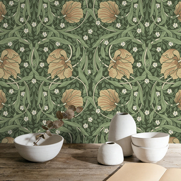 VEELIKE Moody Pimpernel Tulips Floral Wallpaper