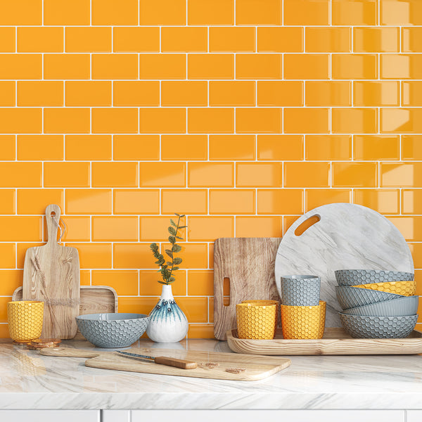 VEELIKE Yellow Subway Backsplash Tiles
