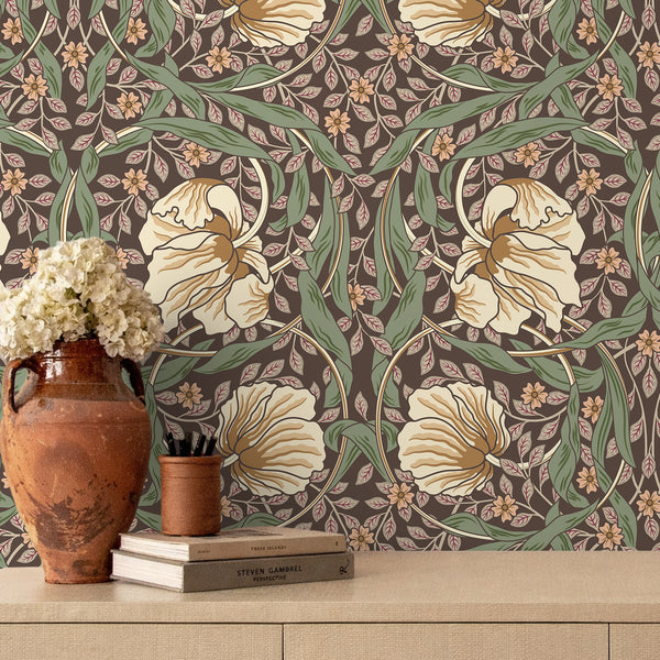 VEELIKE Moody Earth Pimpernel Floral Wallpaper