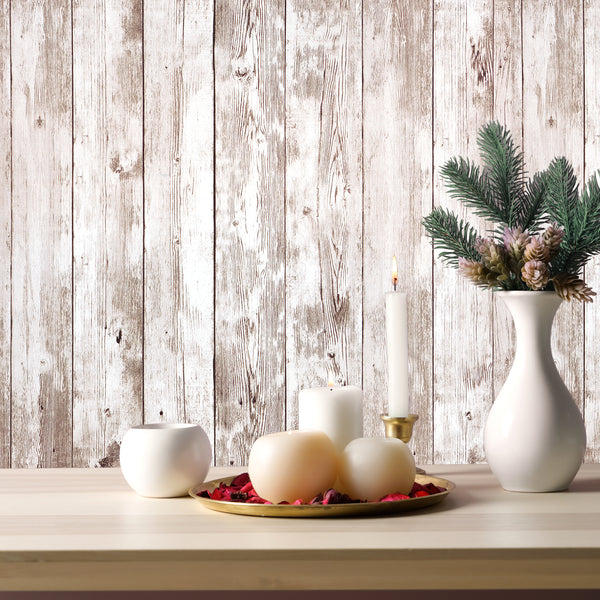 VEELIKE Aged Brown Shiplap Wallpaper