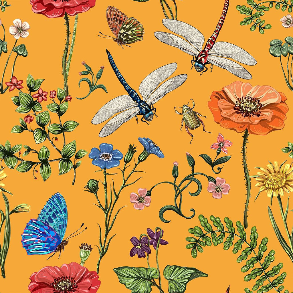 VEELIKE Vintage Dragonflies Butterflies Wallpaper