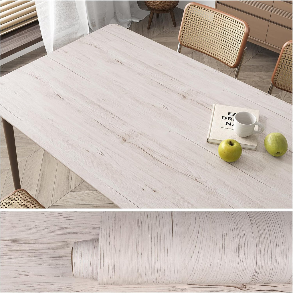 VEELIKE Coastal White Wood Wallpaper