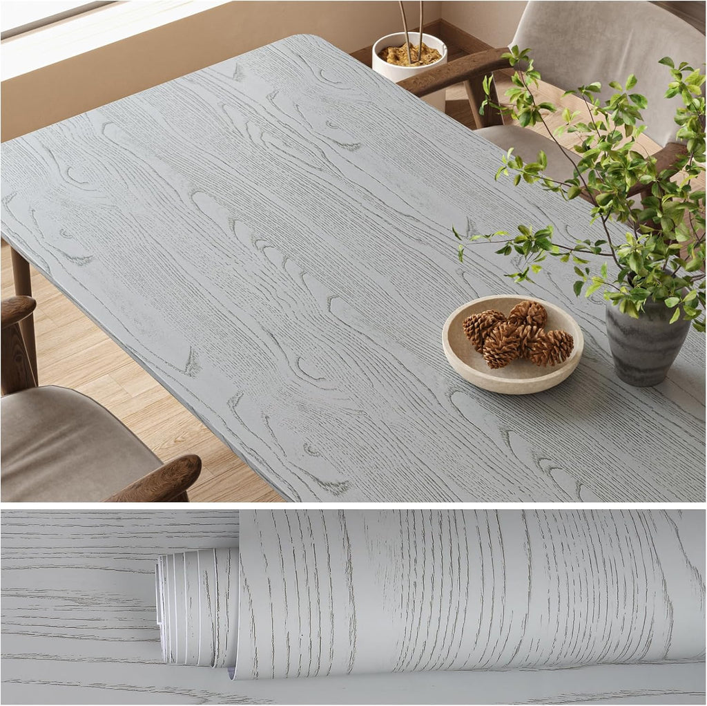 VEELIKE Light Grey Wood Wallpaper