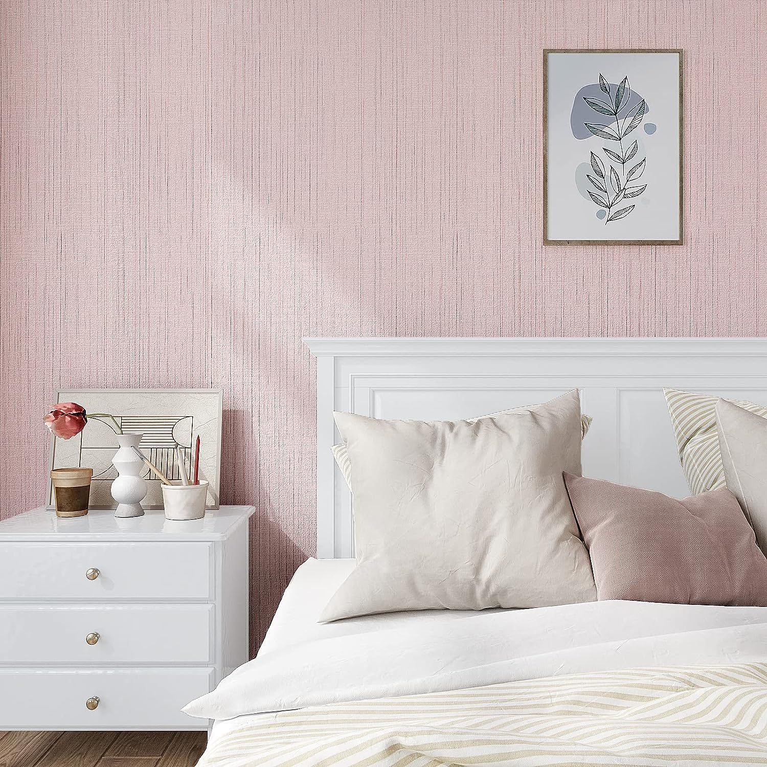 Veelike Soft Pink Grasscloth Wallpaper – Veelike