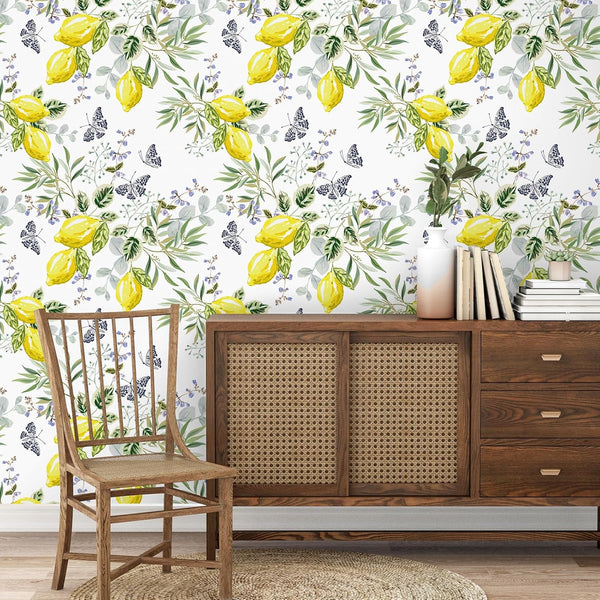 VEELIKE Watercolor Butterflies Lemon Wallpaper