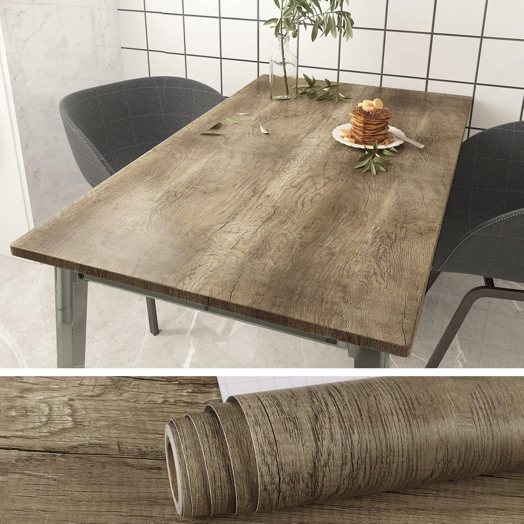 VEELIKE Brown Wood Grain Contact Paper