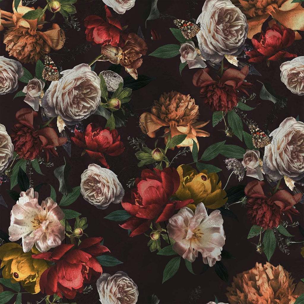 VEELIKE Moody Rose Peony Floral Wallpaper