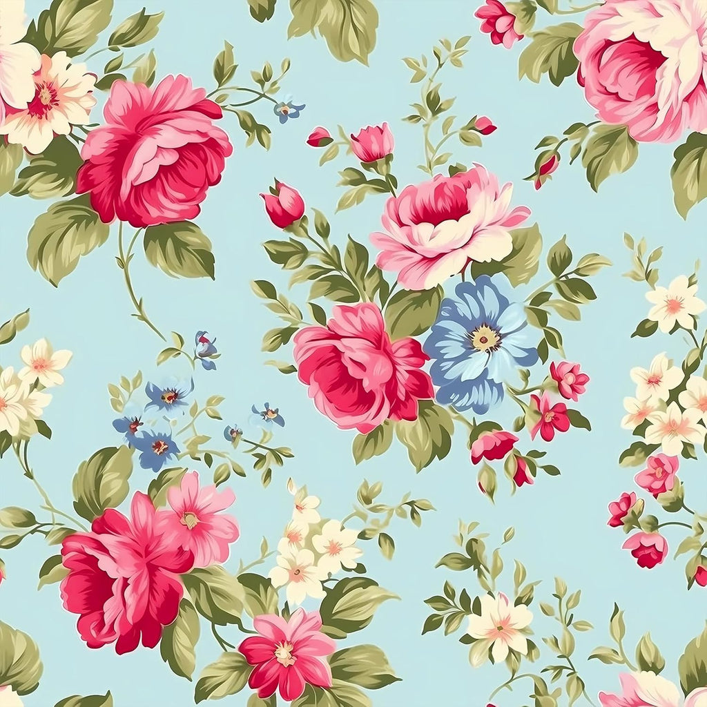 VEELIKE Blue Dainty Floral Peel and Stick Wallpaper