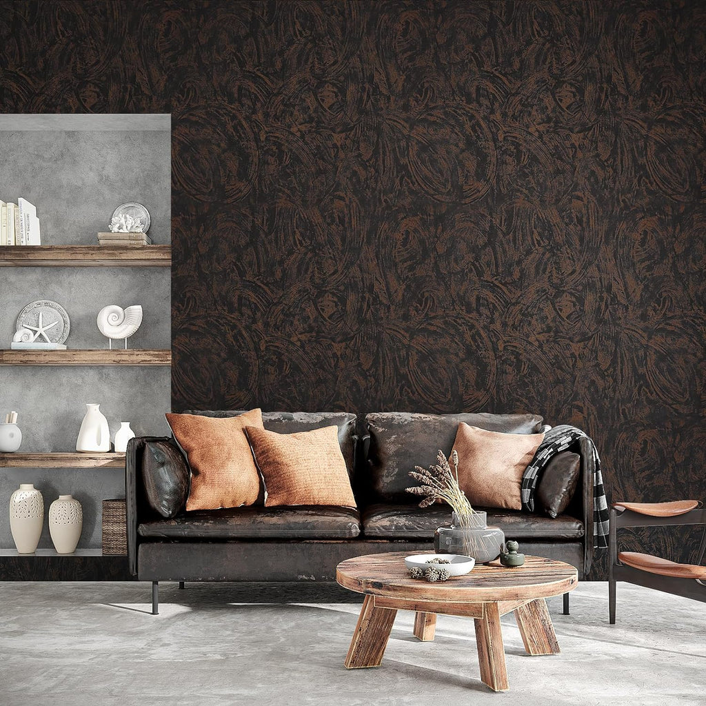 MelunMer Peel And Stick Wallpaper - Brown & Black Pattern, 10 Meter Roll, Removable, Easy Installation