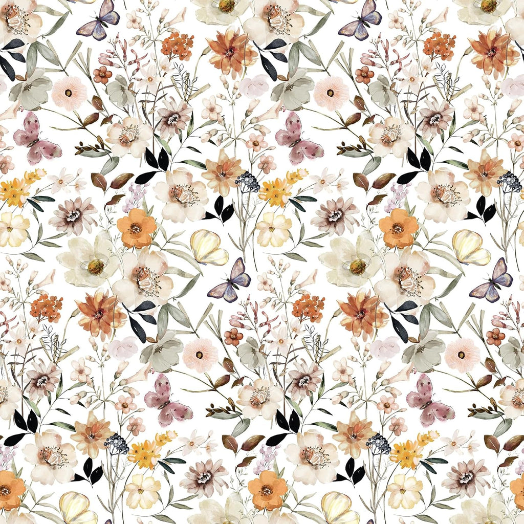 VEELIKE Vintage Meadow Flowers Peel and Stick Wallpaper