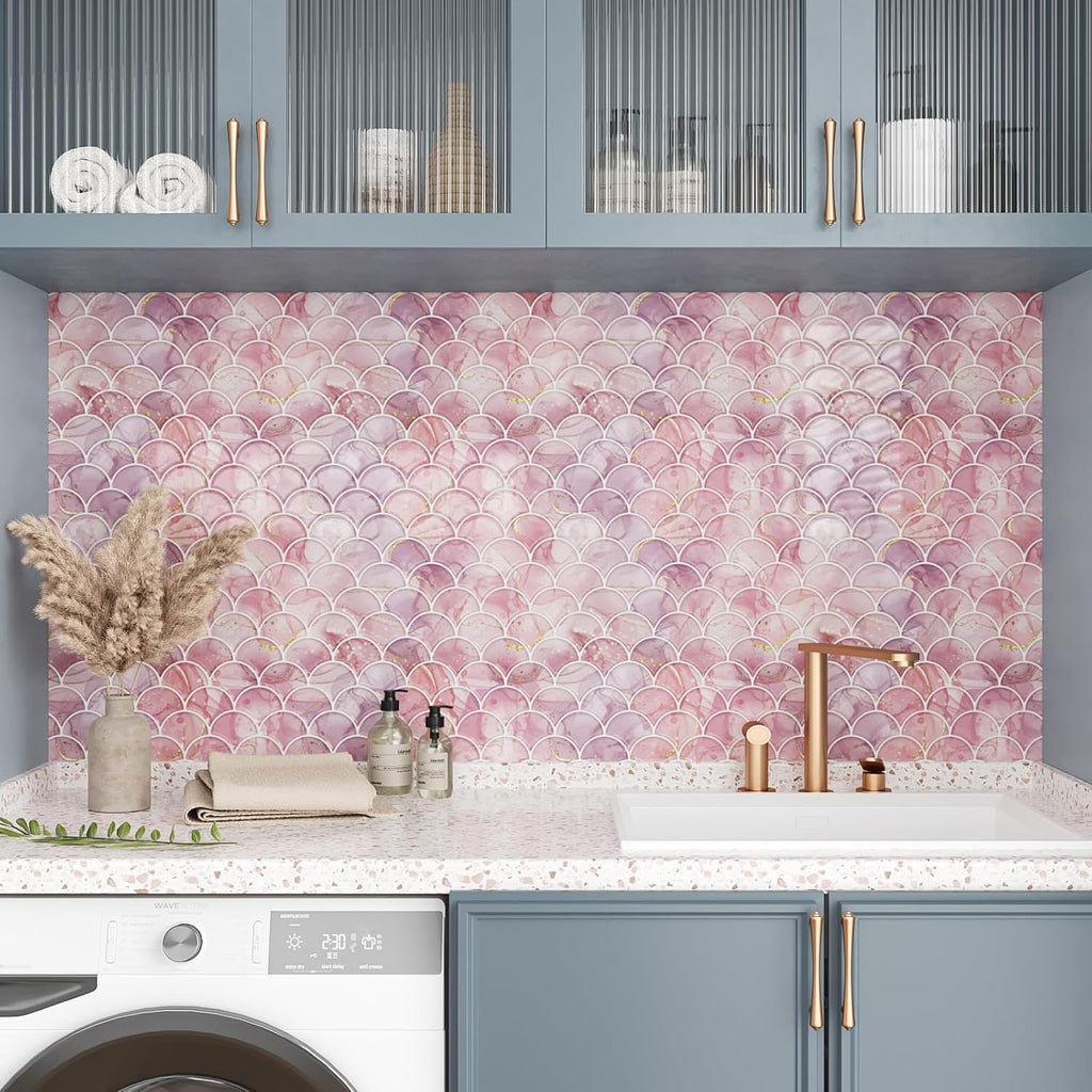 VEELIKE Pink Fish Scale Backsplash Tile – Veelike