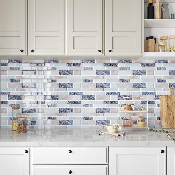 VEELIKE Blue Green Peel and Stick Backsplash Tile