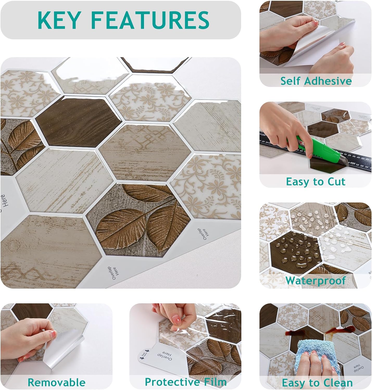 VEELIKE Hexagon Boho Peel and Stick Backsplash Tile – Veelike