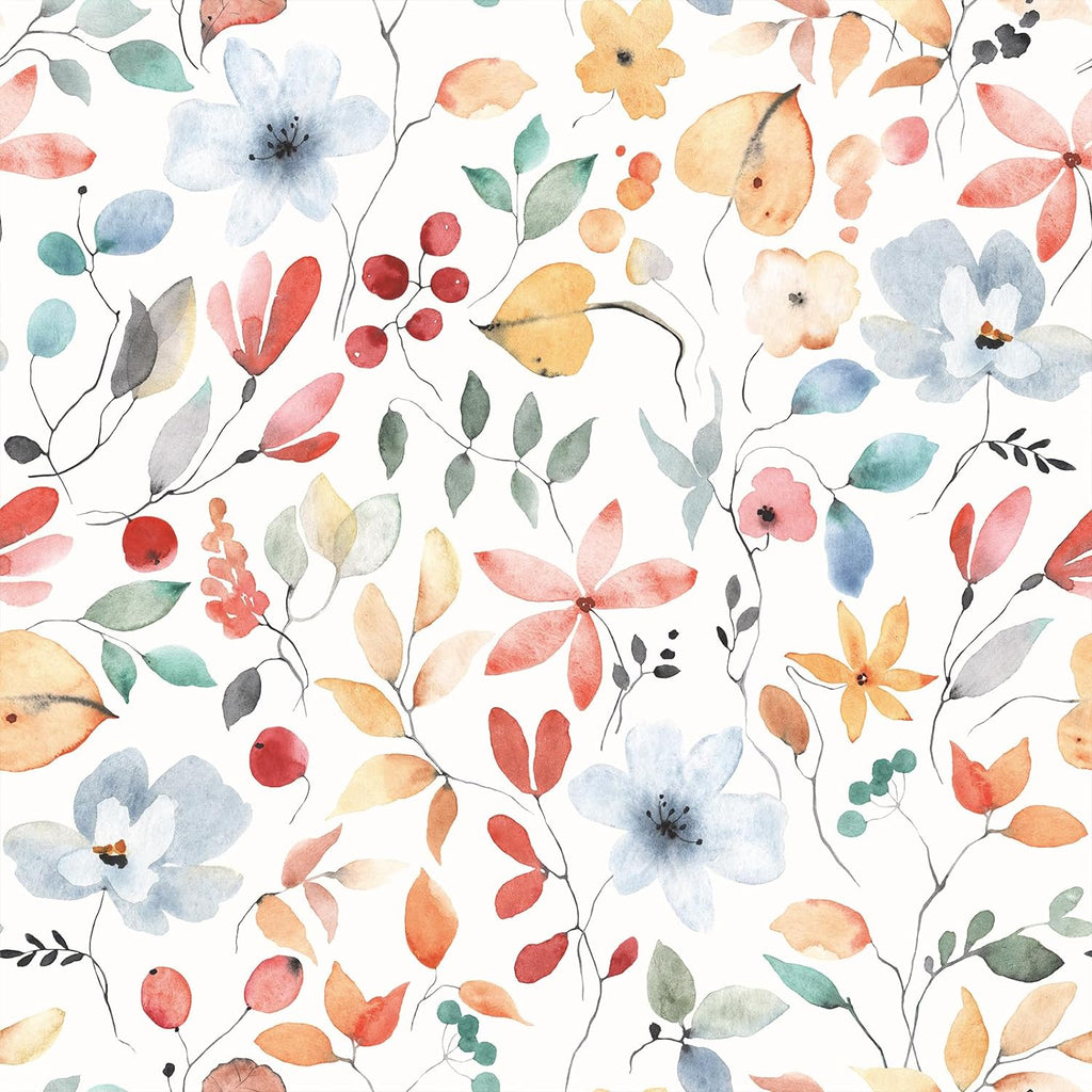 VEELIKE Watercolor Wild Floral Wallpaper