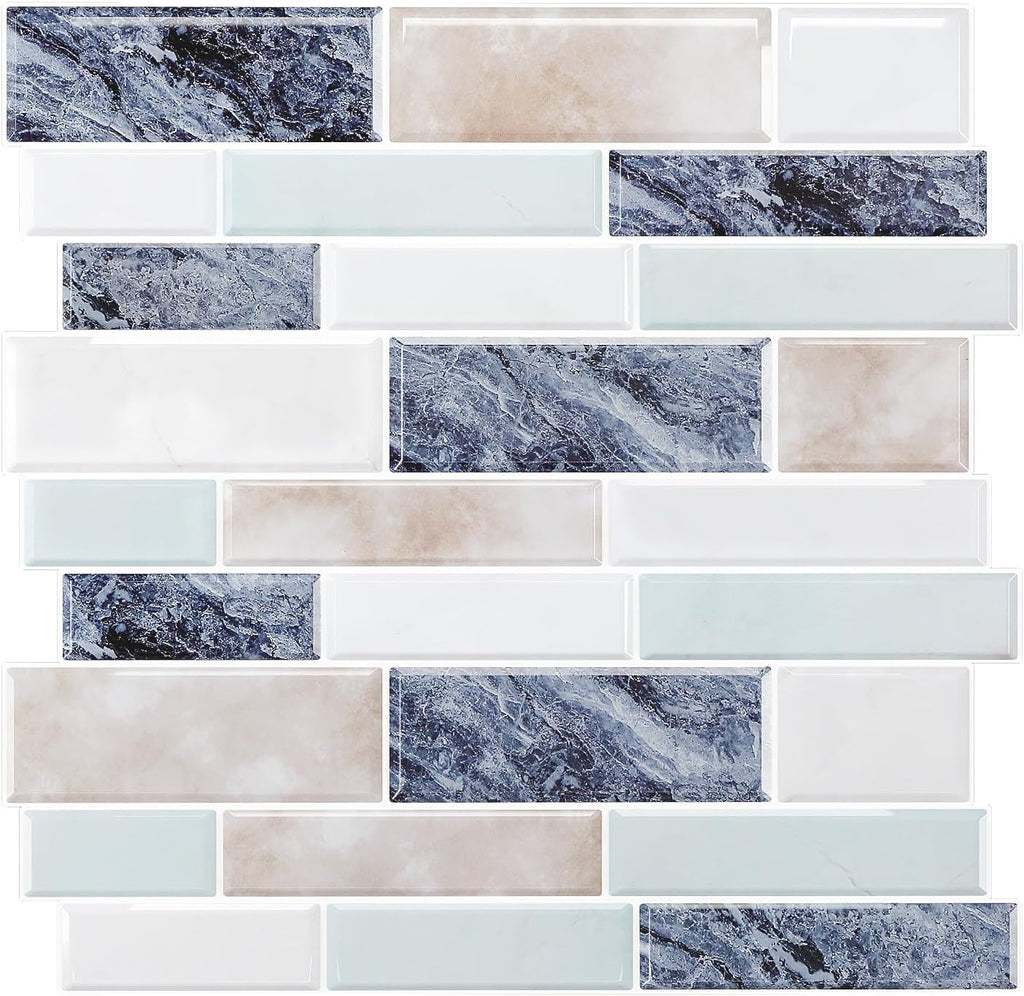 VEELIKE Blue Green Peel and Stick Backsplash Tile