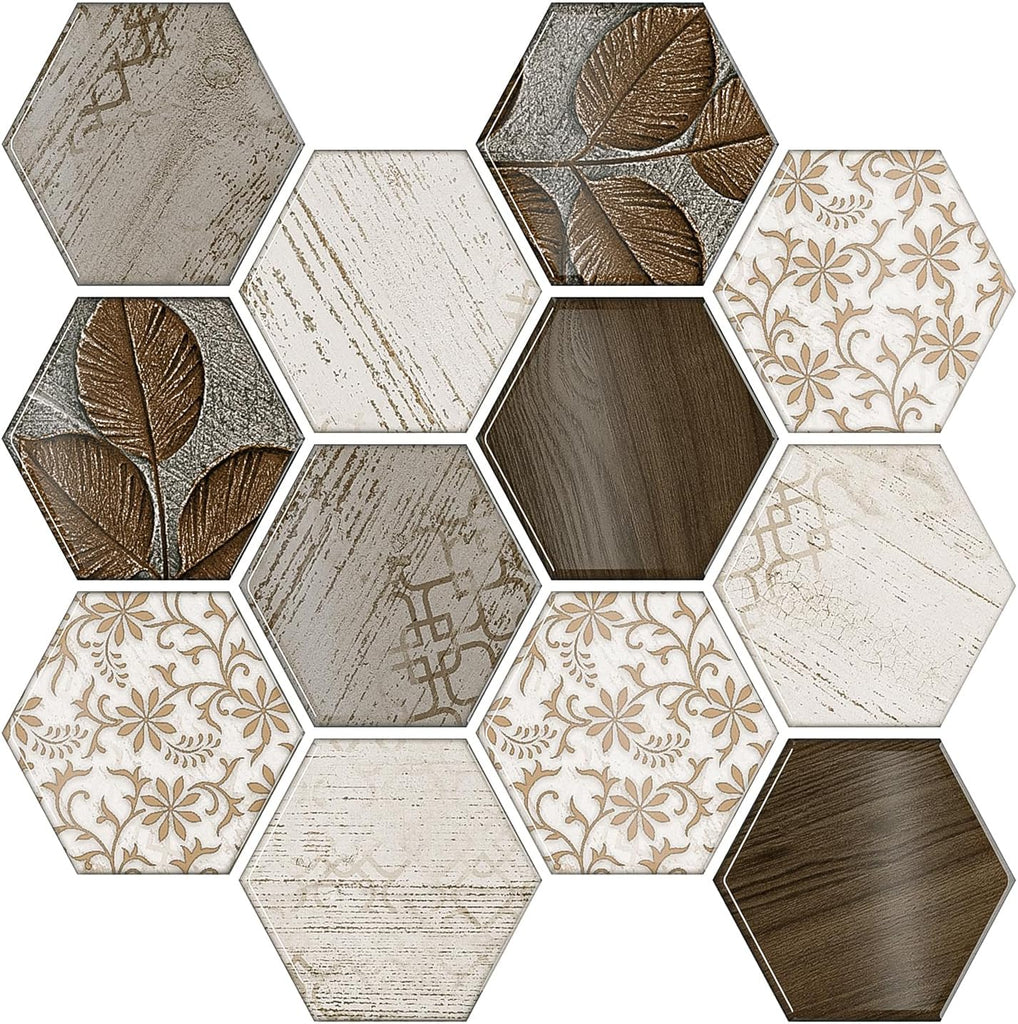 VEELIKE Hexagon Boho Peel and Stick Backsplash Tile