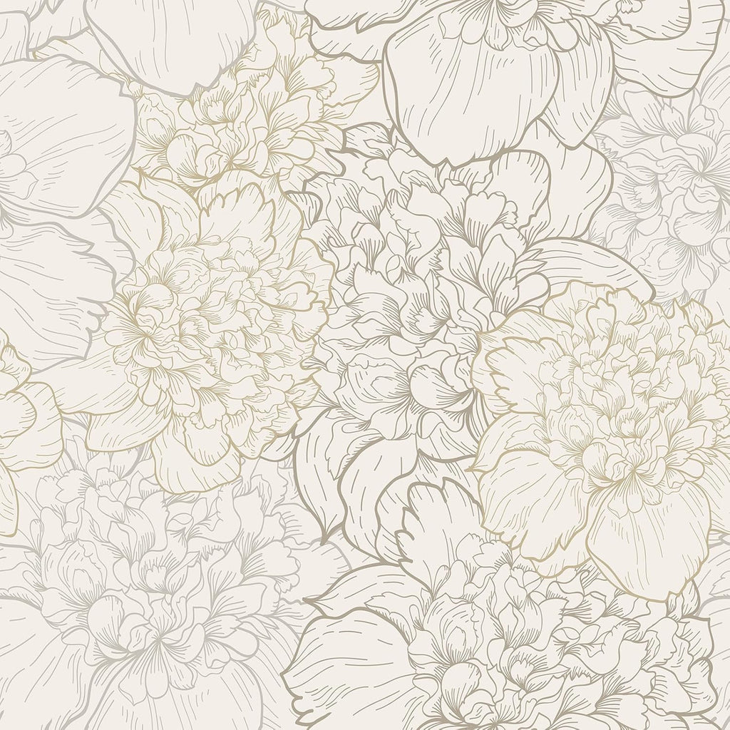 VEELIKE Boho Sketch Peony Peel and Stick Wallpaper