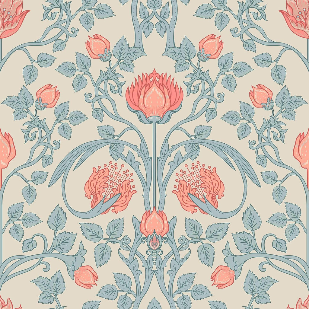 VEELIKE Art Nouveau Beige Floral Wallpaper