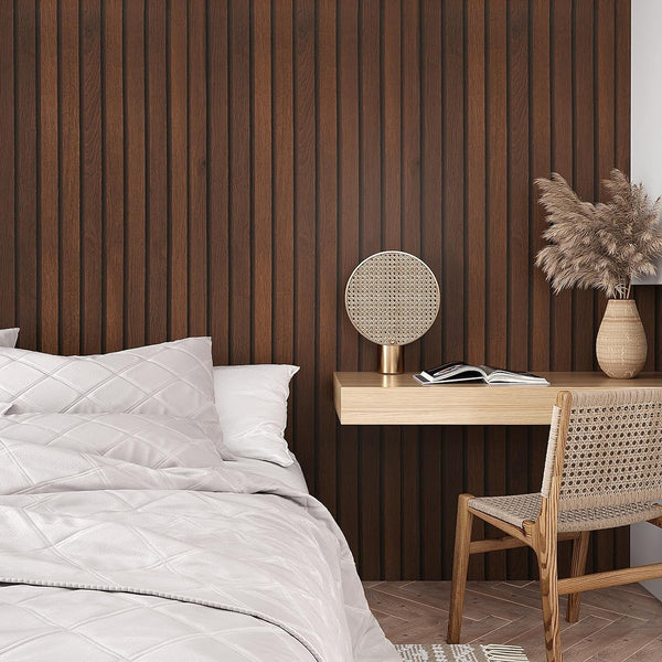 VEELIKE Walnut Wooden Slat Wallpaper