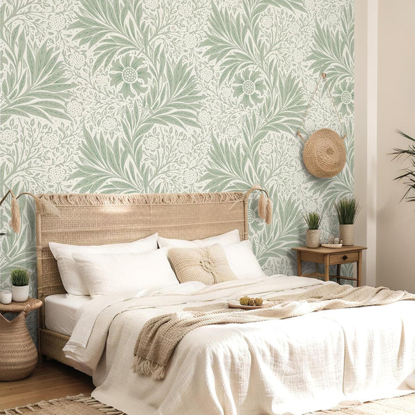VEELIKE Cream Sage Marigold Floral Wallpaper