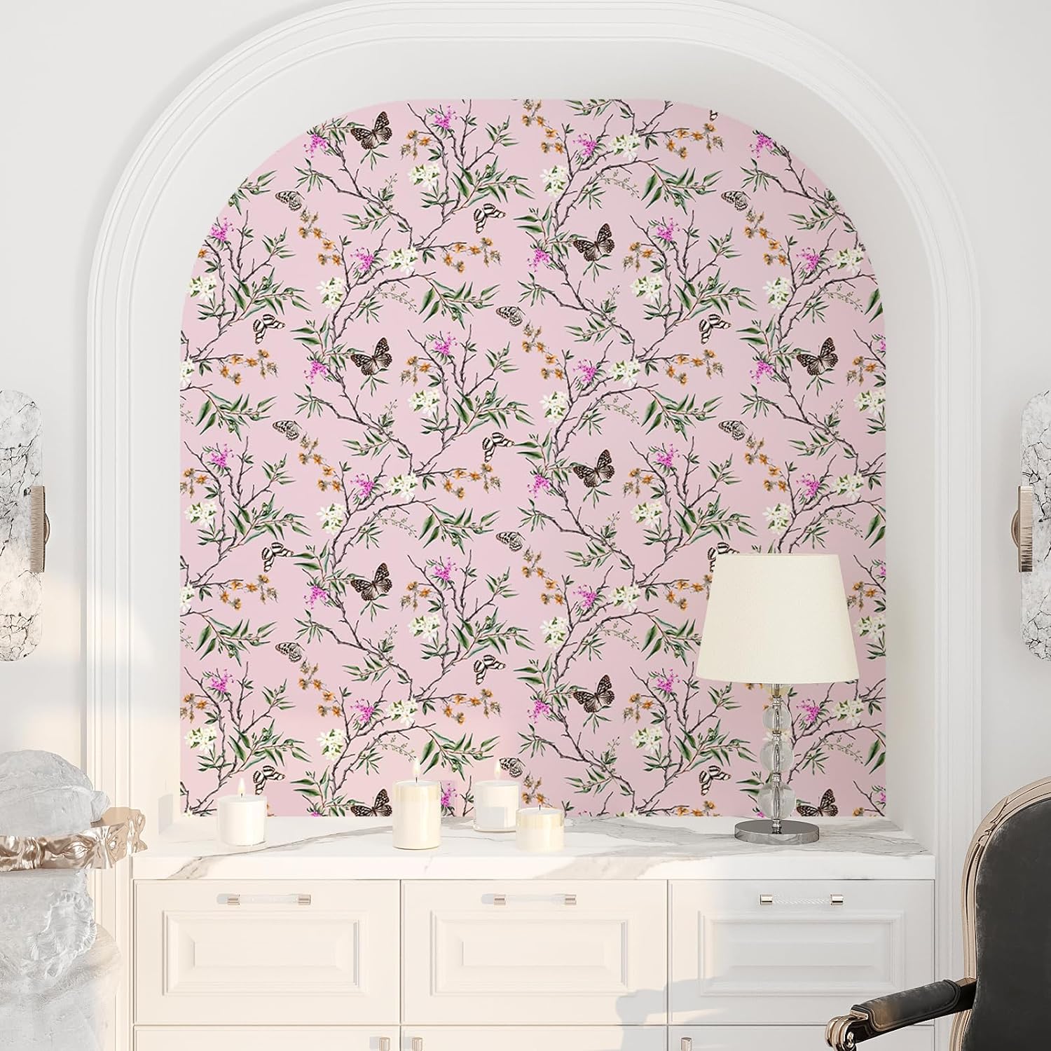 VEELIKE Pink Floral Peel and Stick Wallpaper – Veelike