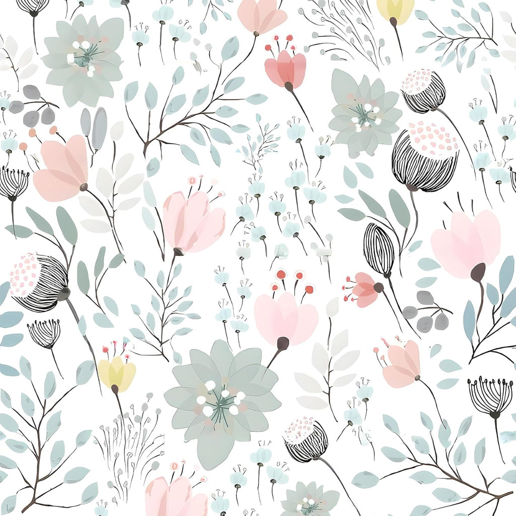VEELIKE Soft Pastel Floral Wallpaper