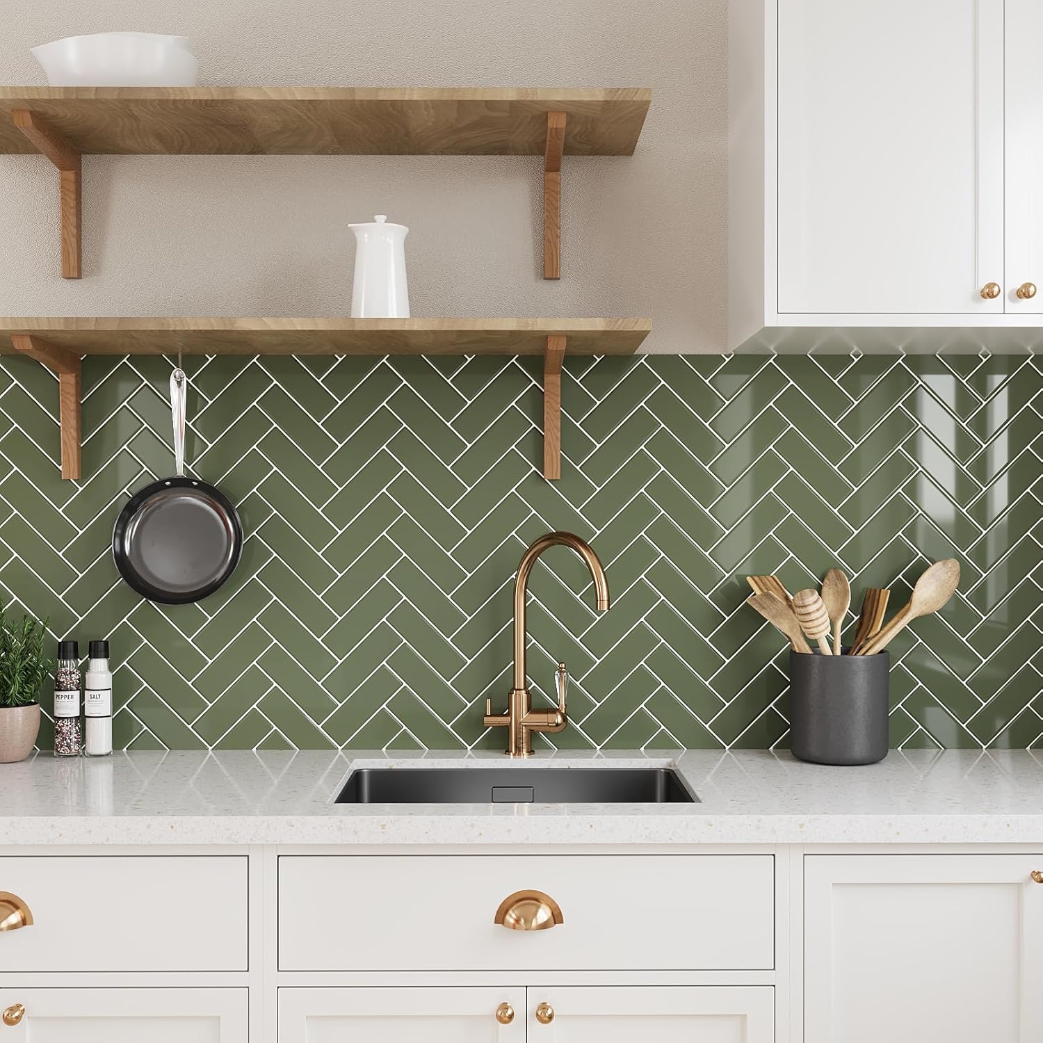 VEELIKE Olive Green Kitchen Backsplash Tiles – Veelike