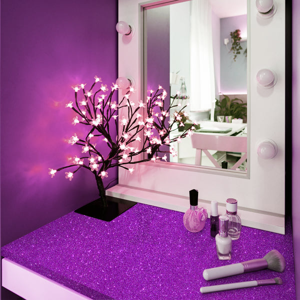 VEELIKE Purple Glitter Wallpaper