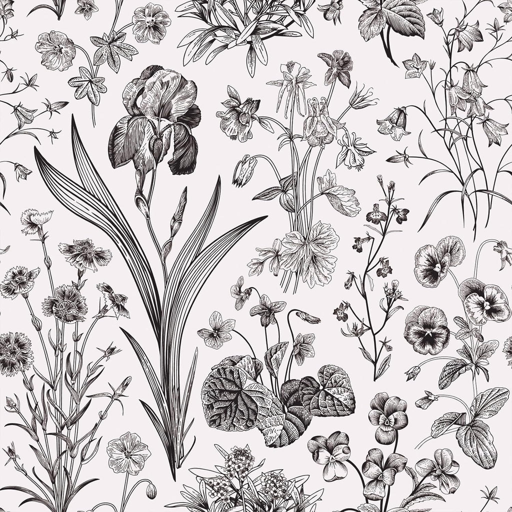 VEELIKE Vintage Black and White Floral Peel and Stick Wallpaper