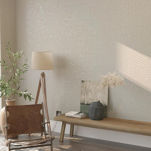 VEELIKE Beige Grasscloth Wallpaper