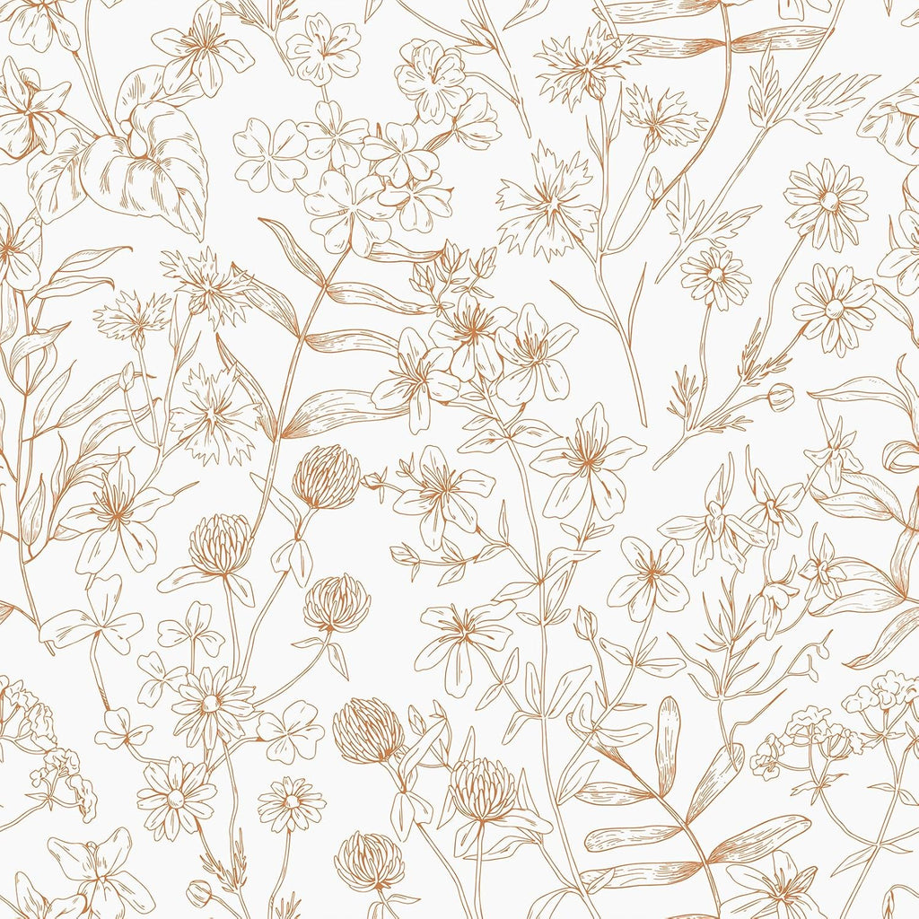 VEELIKE Vintage Sketch Herbs Floral Wallpaper
