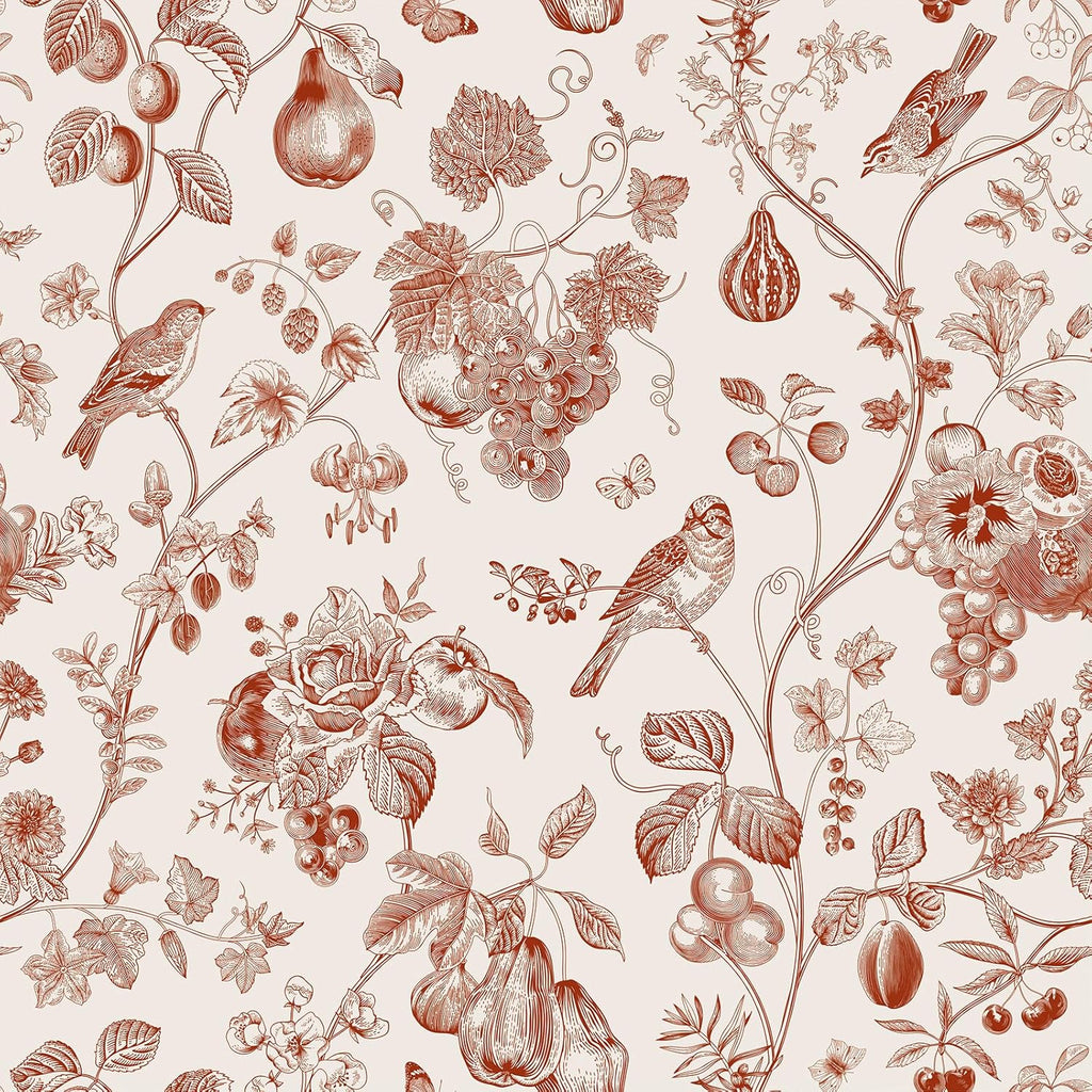 VEELIKE Retro Fruit and Bird Peel and Stick Wallpaper