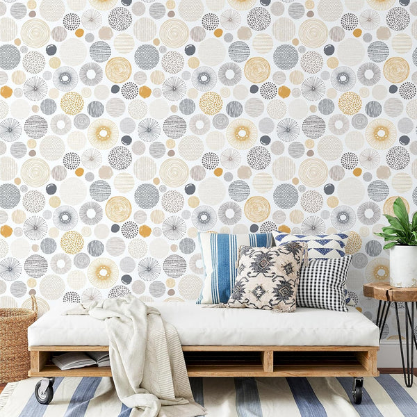 VEELIKE Boho Circle Geometric Wallpaper
