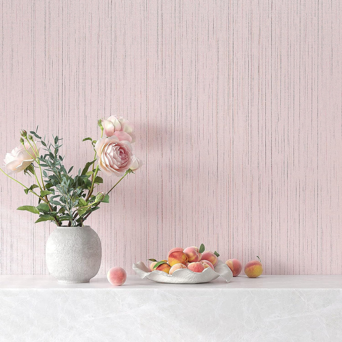 VEELIKE Soft Pink Grasscloth Wallpaper Veelike