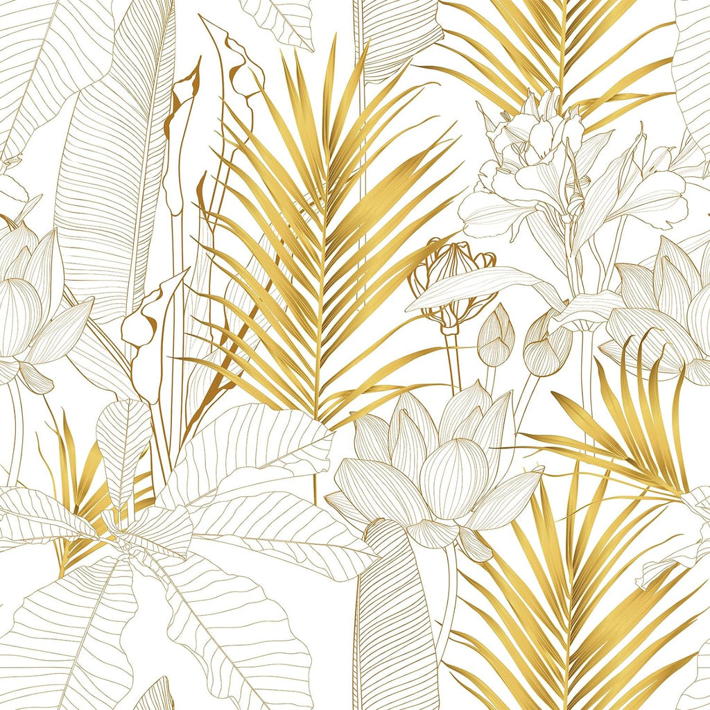 VEELIKE Boho Gold Tropical Wallpaper