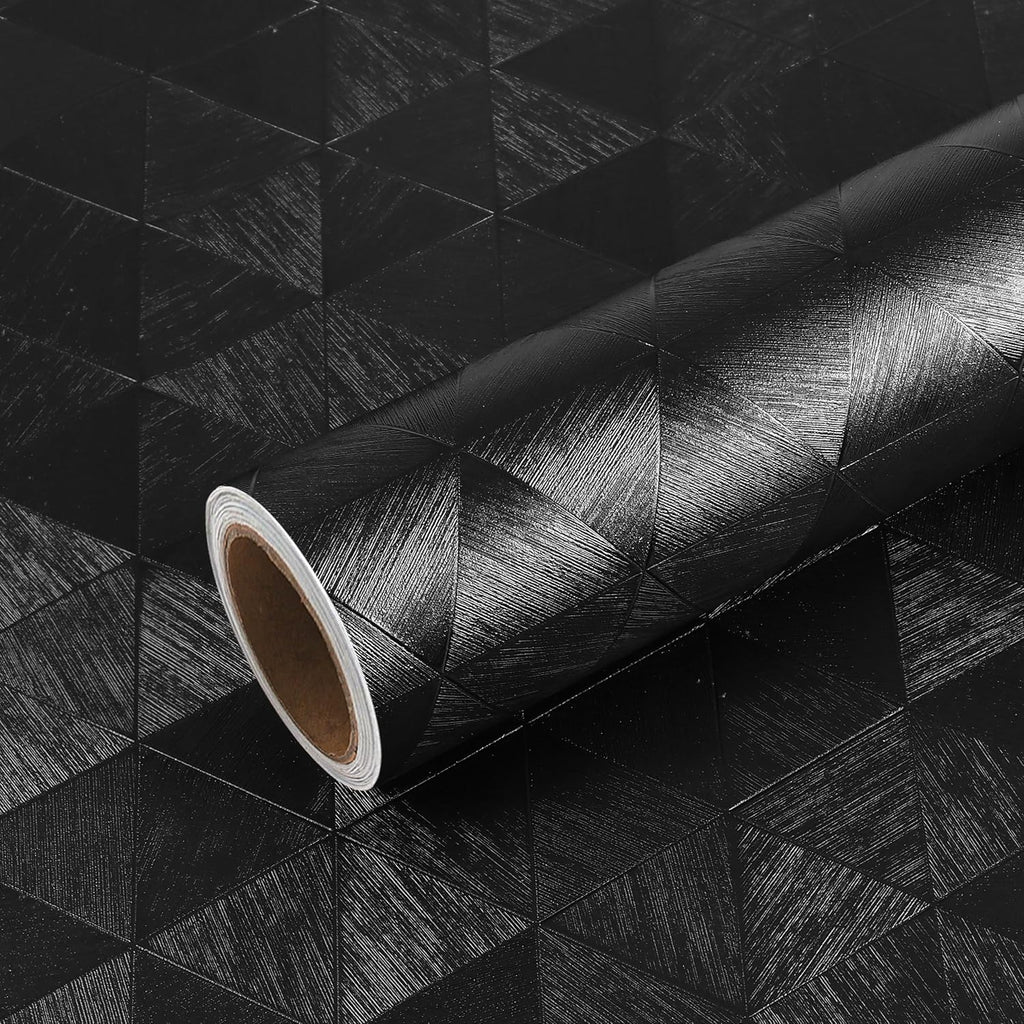 VEELIKE Textured Diamond Black Wallpaper