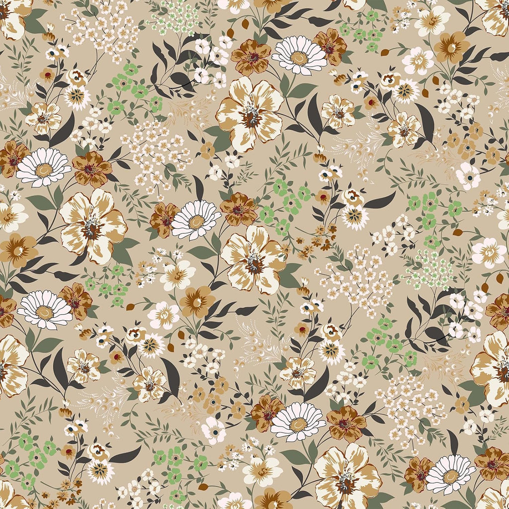 VEELIKE Tan Brown Wild Flower Wallpaper